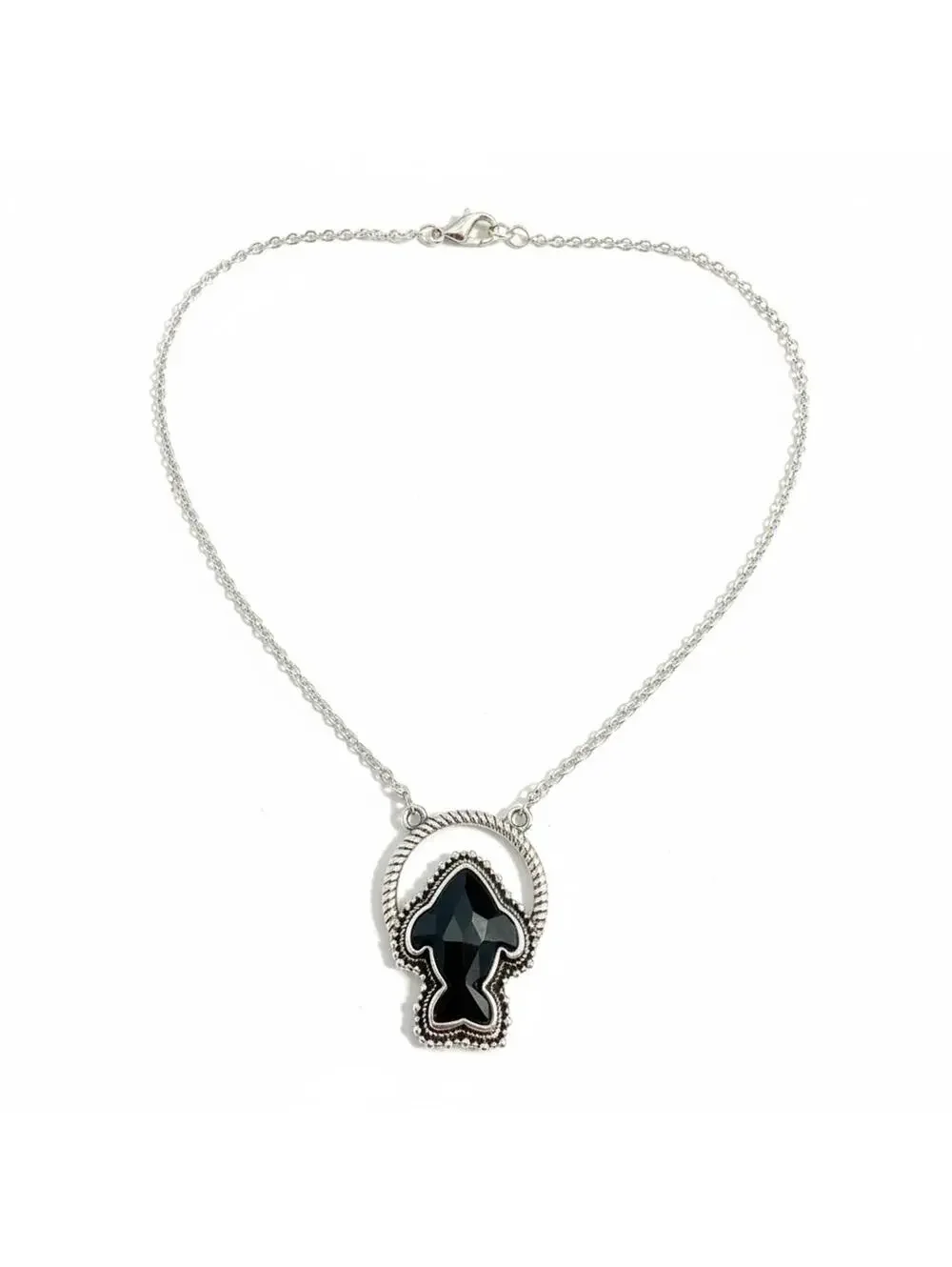 Unique Sterling Silver & Black Onyx Fish Sterling Silver Pendant Necklace